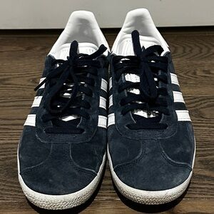 Adidas Men's Dark Blue and White Sneakers